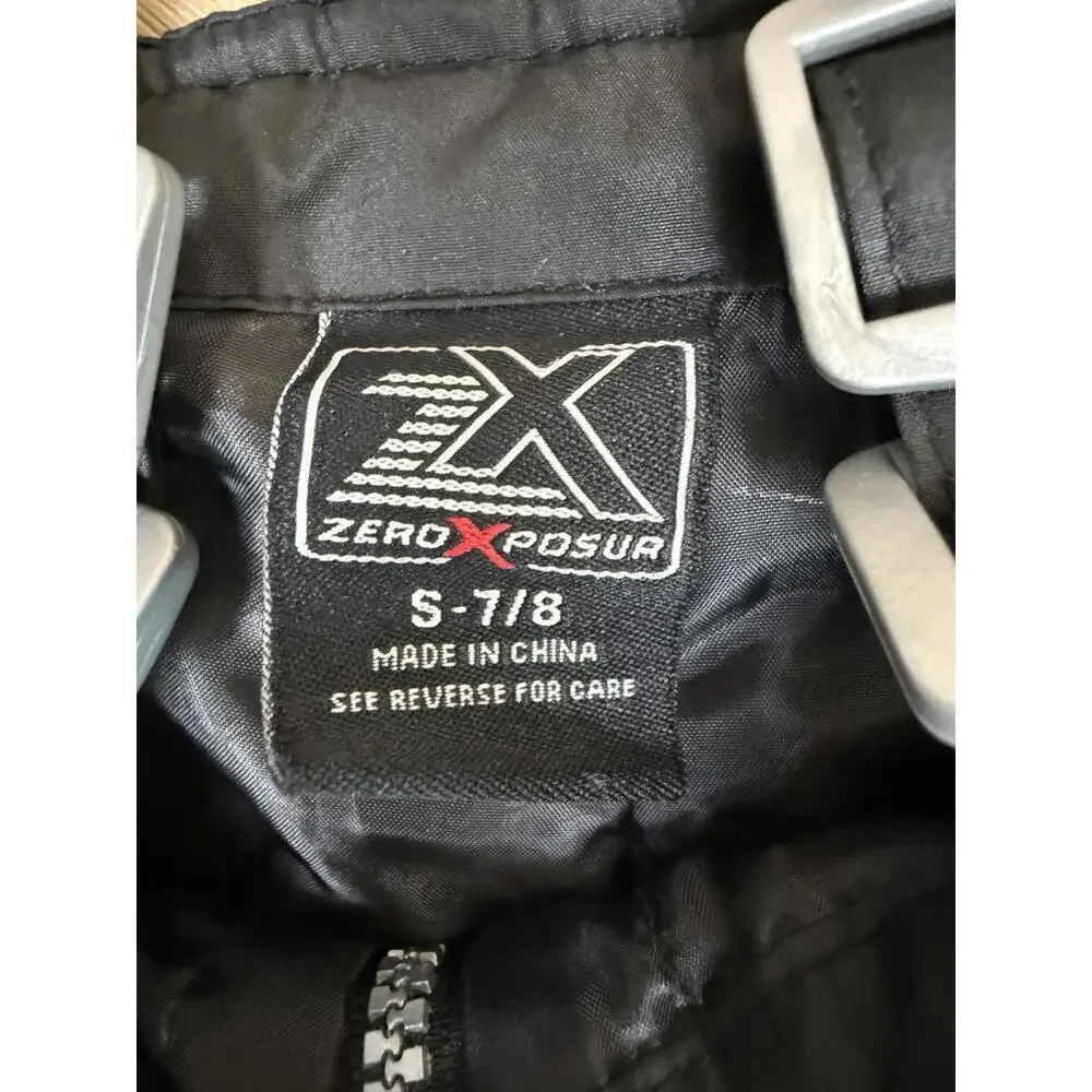 ZeroXposur Snow Bib Pants Kids 7/8 Black Ski Salopettes Adjustable Straps